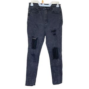 Forever 21 Womens Small Jeans Distressed Ripped Mesh Frayed Gothic Emo Punk
